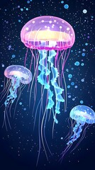 Colorful Jellyfish Underwater