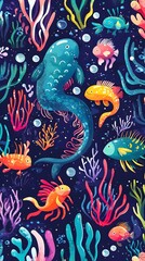 Colorful Underwater Fish Pattern