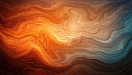 Abstract background with swirling lines, warm colors, gradients of orange and blue, and a grainy texture. Created with Ai