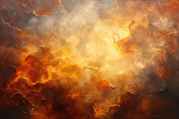 A dark background with orange and yellow lightning in the center, with numerous cracks on it. Created with Ai