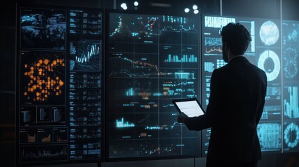 Person presenting and evaluating data chart - Illustration created with generative ai