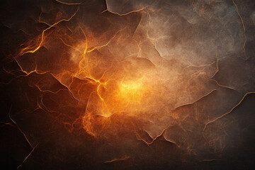 A background of the dark void with orange light, smoke, and lightning effects. Created with Ai
