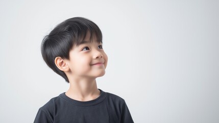 Asian boy on isolated white background