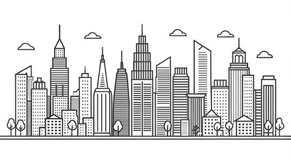 Fototapeta premium City skyline drawing trend
