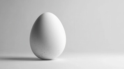 White egg on gray background, perfect for culinary themes.