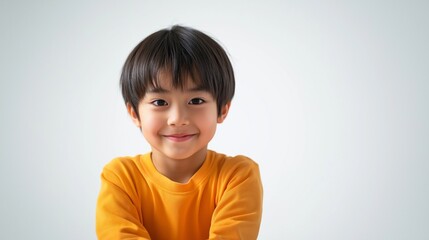Asian boy on isolated white background