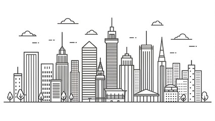 Fototapeta premium City skyline drawing trend