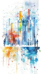Fototapeta premium Watercolor illustration of marketing data insights.