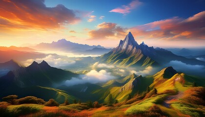 Obraz premium Stunning scenery of beautiful mist-covered mountains.