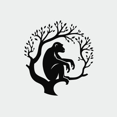 Obraz premium Chimpanzee animal vector design, chimpanzee head logo icon silhouette vector illustration
