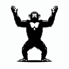 Fototapeta premium Chimpanzee animal vector design, chimpanzee head logo icon silhouette vector illustration