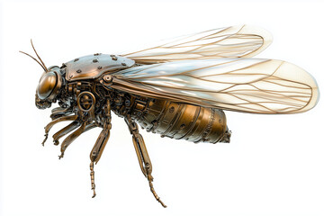 Fototapeta premium Nature Meets Technology: A Robotic Cicada with Broad, Detailed Wings