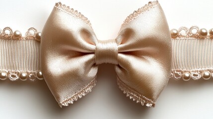 The golden ribbon bow on a white background.