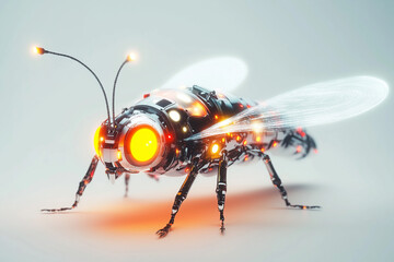 Fototapeta premium Illuminated Nature: A Robotic Firefly with a Rounded Body and Glowing Abdomen