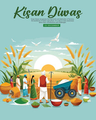 Kisan diwas and National Farmers Day celebration social media post template banner