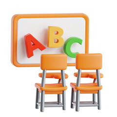Classroom with Chairs and ABC Board