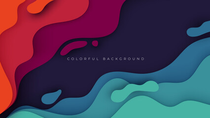 Abstract papercut background colorful wavy shape cutout design vector