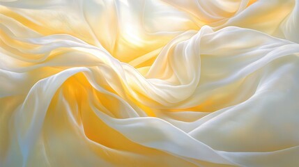 Fototapeta premium Golden silk fabric texture with elegant drapery folds