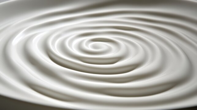 Creamy white texture in spiral pattern on plate