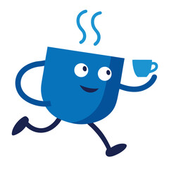 A tea cup running vector art illustration