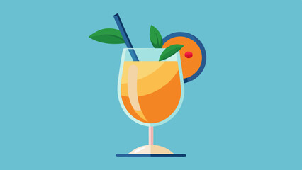 Peach Bellini Cocktail Illustration - Sparkling Summer Fruit Drink