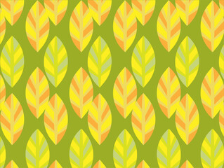 Art & Illustration repetitive colorful autumn leaves pattern.