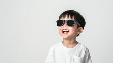Asian boy wearing black sunglasses