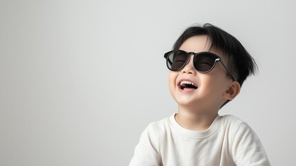 Asian boy wearing black sunglasses