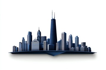Fototapeta premium Minimalist city skyline illustration, featuring the silhouettes of buildings arranged in a clean, balanced design