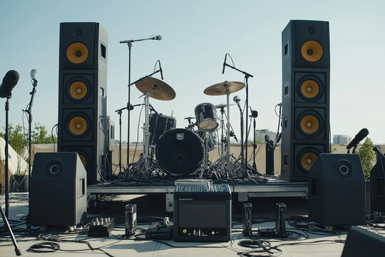 Unleashing Sound: A Professional Audio Setup with Large PA Speakers