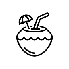 Black line icon for coconut water