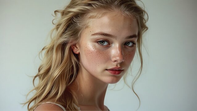 Mujer joven y hermosa, muestra su cabello rubio. Es elegante por naturaleza. Modelo profesional. 