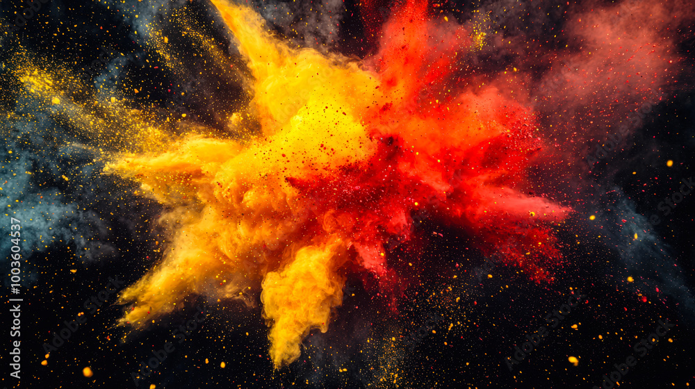 Canvas Prints an exciting yellow-red explosion in the black sky. the creation of the universe. the star pattern. a