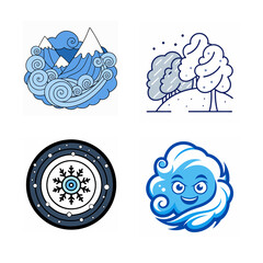 4 icon set of Blizzard graphic vector