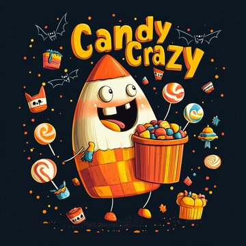 Funny candy character with sweet treats.