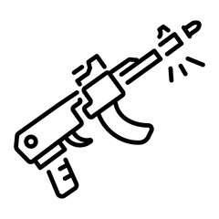 Ak 47 gun icon in linear style 