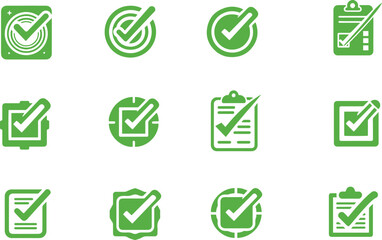 Set of Green Check Mark Icon Vector illustration on isolated Background.