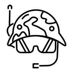 A linear icon of army helmet 