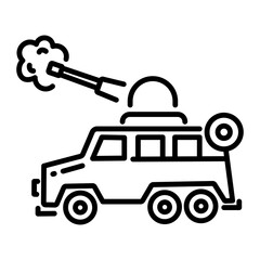 A line icon of army vehicle 