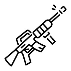 A4 gun icon in outline style 