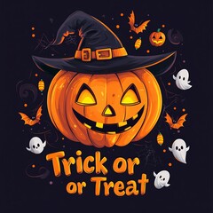 Halloween pumpkin with spooky elements