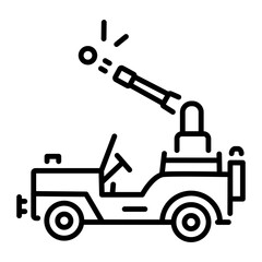 A linear icon of army jeep 