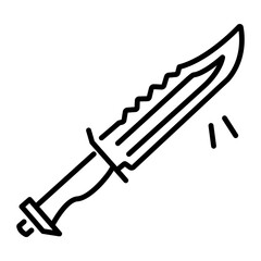 Military knife icon in outline style 