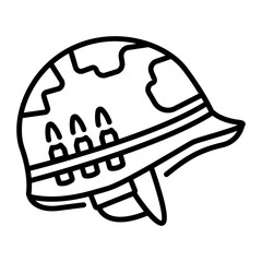 Combat helmet icon in outline style
