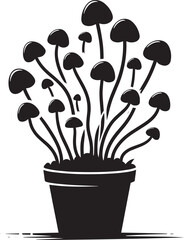 Mushroom plant silhouette vector illustration isolated on a white background