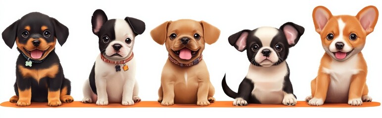 Obraz premium Set of delightful and joyful puppy images.