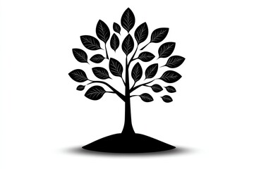 Minimalist tree planting icon, symbolizing nature conservation efforts with clean lines and geometric shapes