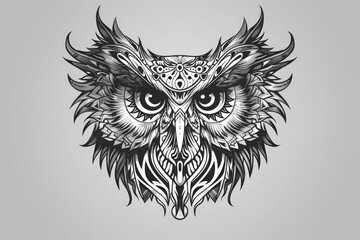 Obraz premium Owl head with intricate tribal patterns.