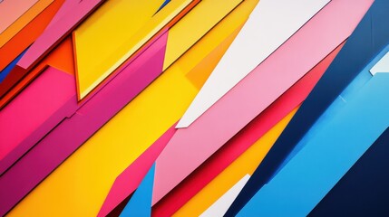 A bold, high-energy color block design featuring vivid, contrasting colors in sharp lines