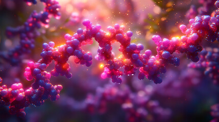 Fototapeta premium Abstract representation of colorful molecular structures glowing in soft light, emphasizing beauty in science and nature.